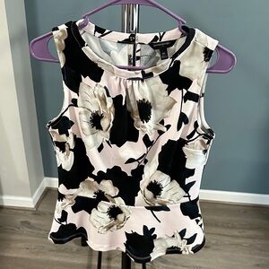 Banana Republic Floral Tank Top - Black and Cream